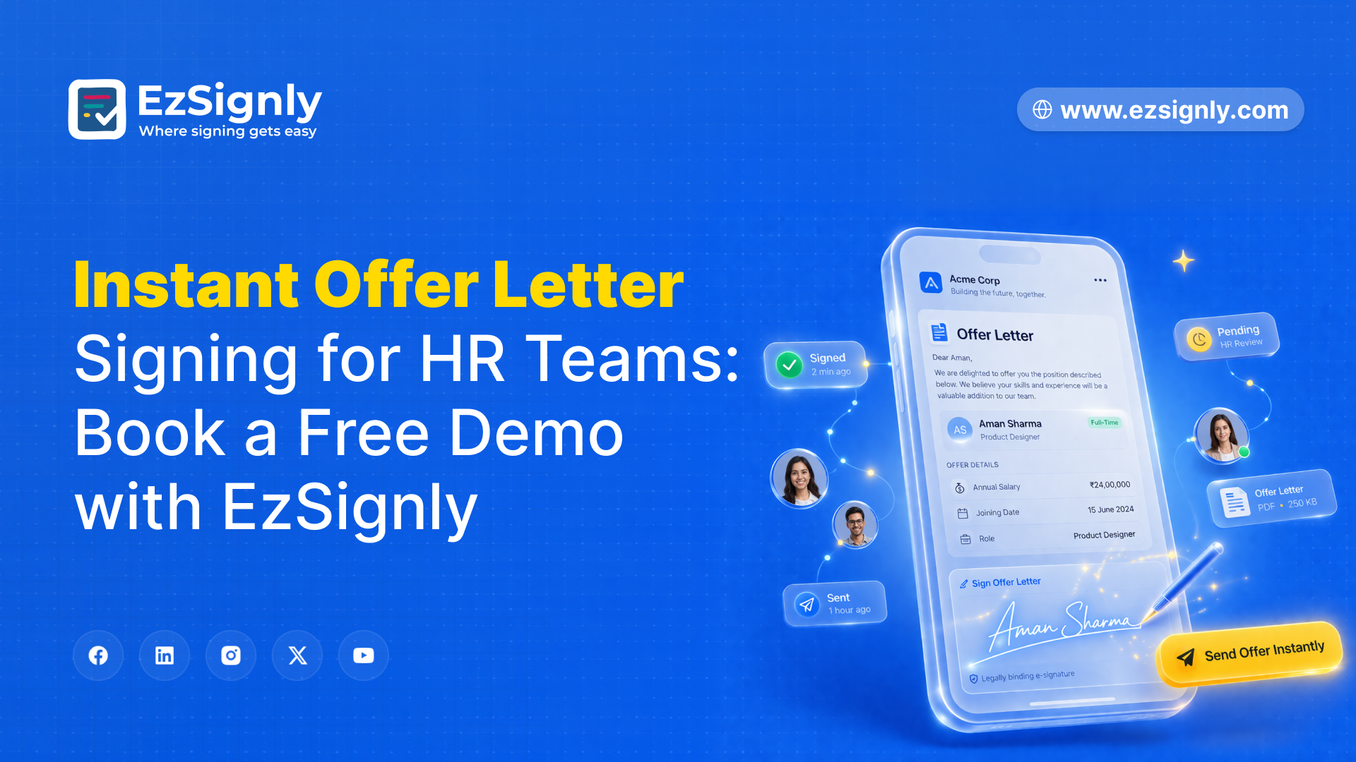 Instant Offer Letter Signing for HR Teams: Book a Free Demo with EzSignly
